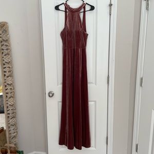 Revelry dusty rose velvet bridesmaid dress